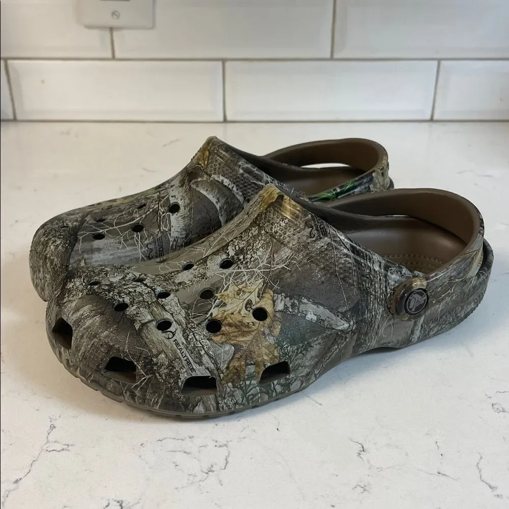 CROCS REALTREE X CLASSIC CLOG 'EDGE CAMO - WALNUT' Mens Size 10 Worn 4-5 Times